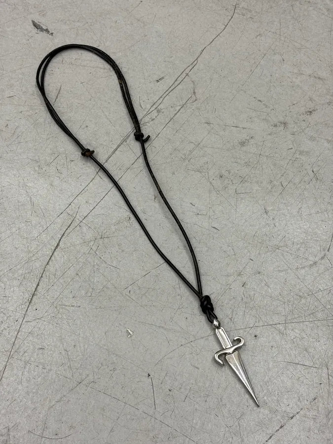 Cesare Paciotti Leather Dagger Pendant Necklace shayuPF 3