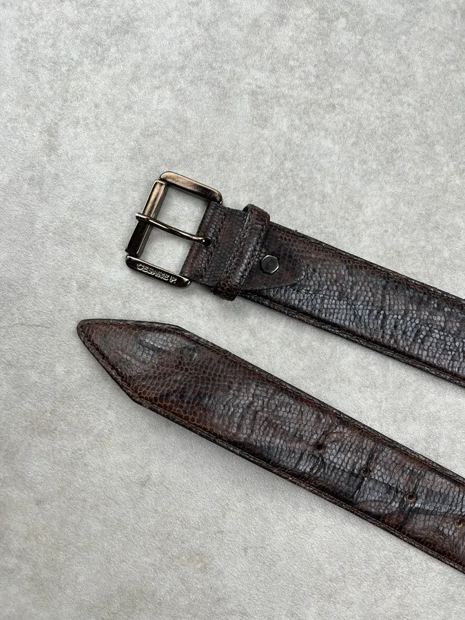 Cesare Paciotti Lezard Embossed Brown Leather Belt GAqosBA 4