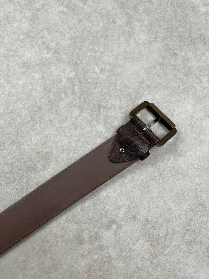 Cesare Paciotti Lezard Embossed Brown Leather Belt GAqosBA 7