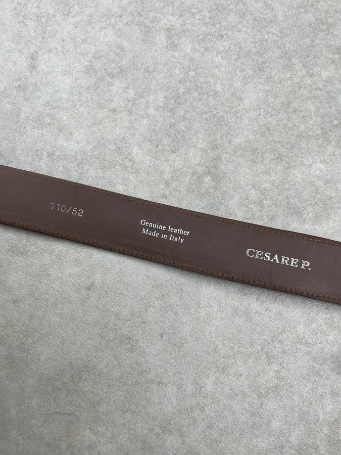 Cesare Paciotti Lezard Embossed Brown Leather Belt GAqosBA 8