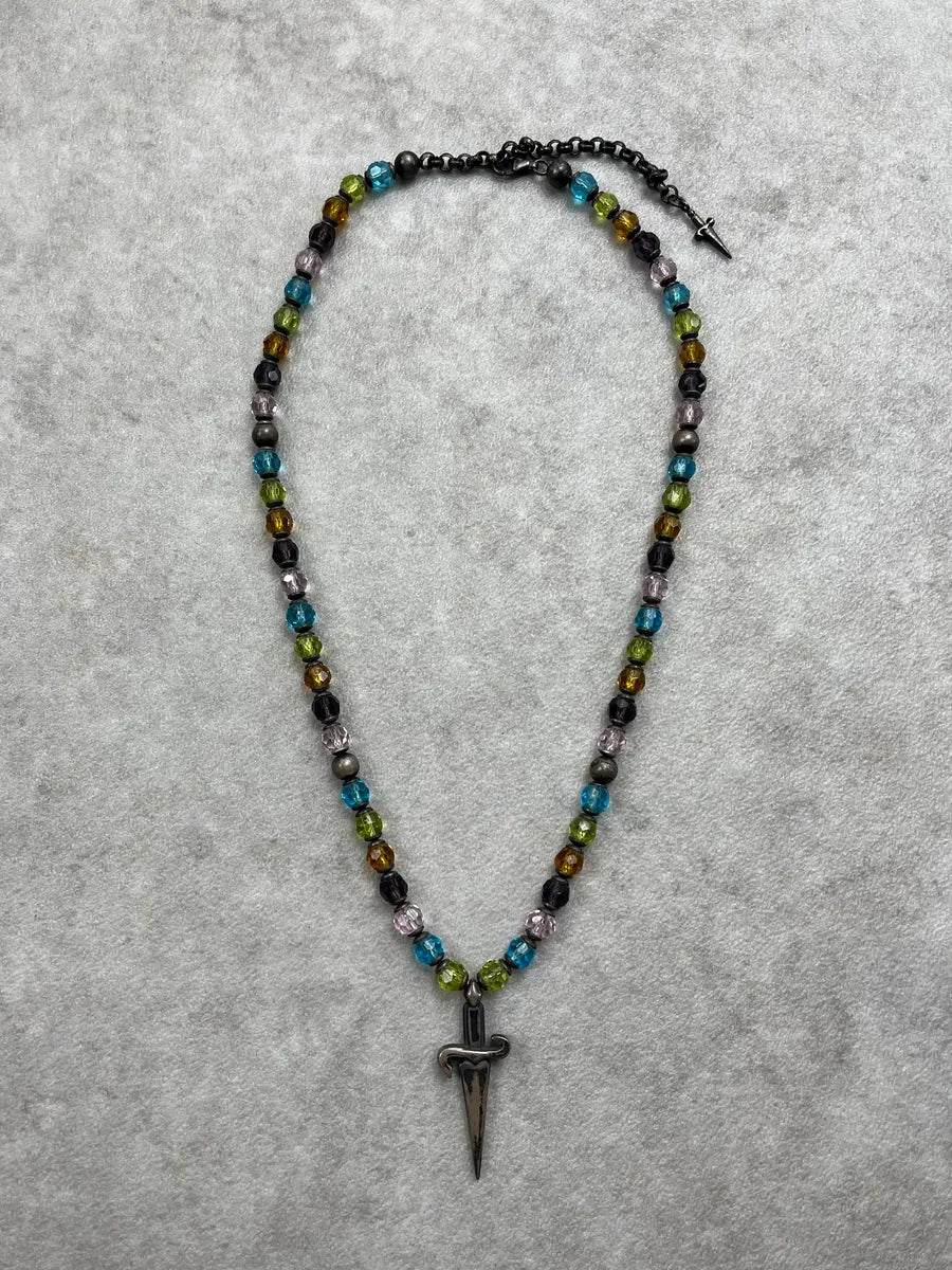 Cesare Paciotti Multicolor Crystal Beaded Spike Charm Necklace BqdfyXp 0