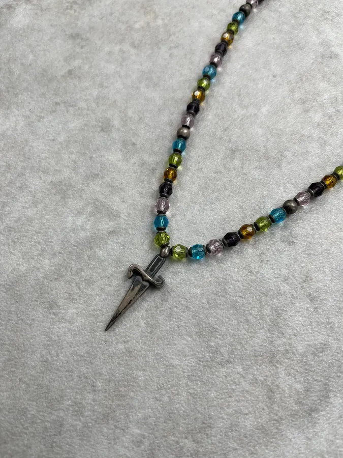 Cesare Paciotti Multicolor Crystal Beaded Spike Charm Necklace BqdfyXp 2