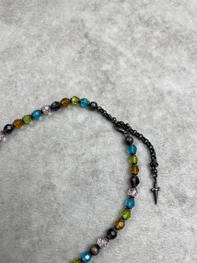 Cesare Paciotti Multicolor Crystal Beaded Spike Charm Necklace BqdfyXp 3