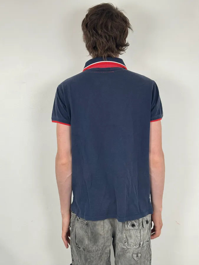 Cesare Paciotti Navy Cotton Contrast Trim Polo BxyxNxO 2