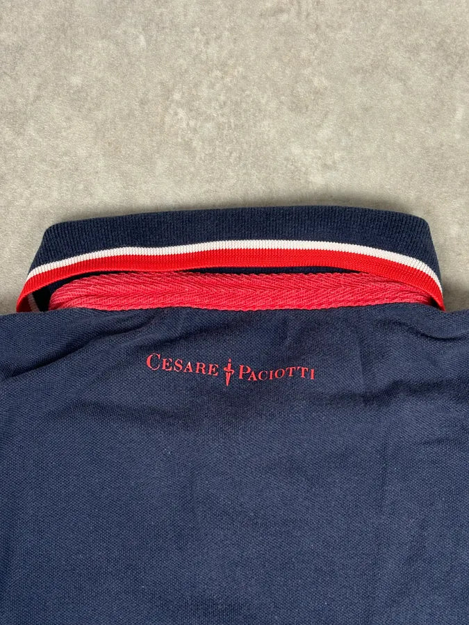 Cesare Paciotti Navy Cotton Contrast Trim Polo BxyxNxO 6
