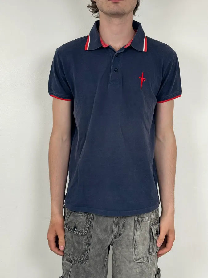 Cesare Paciotti Navy Cotton Contrast Trim Polo BxyxNxO 1