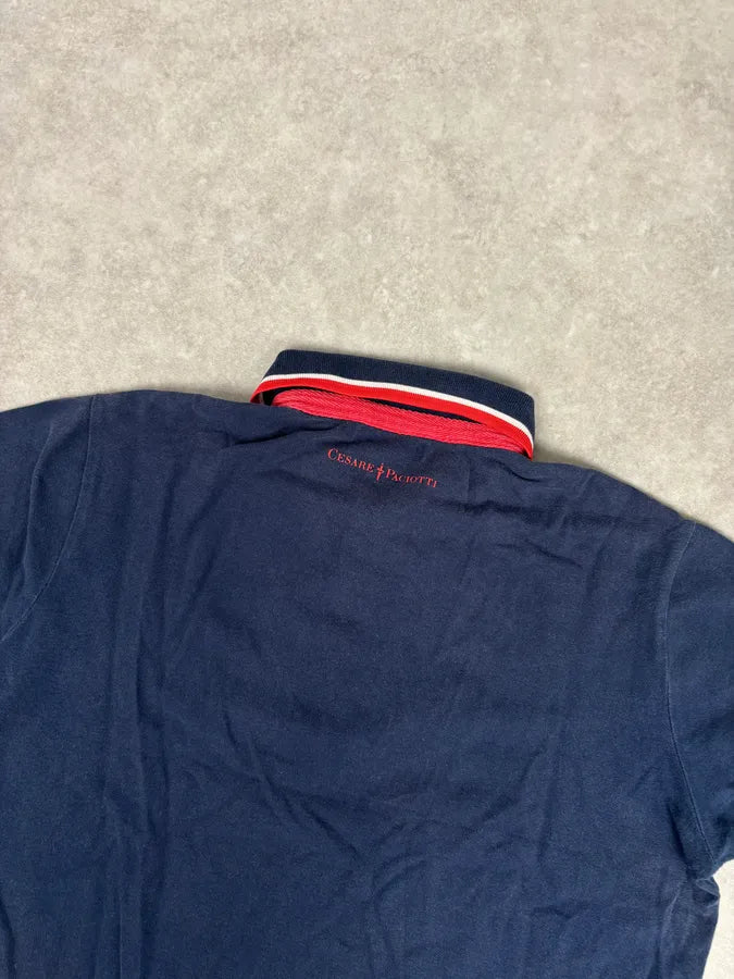Cesare Paciotti Navy Cotton Contrast Trim Polo BxyxNxO 5