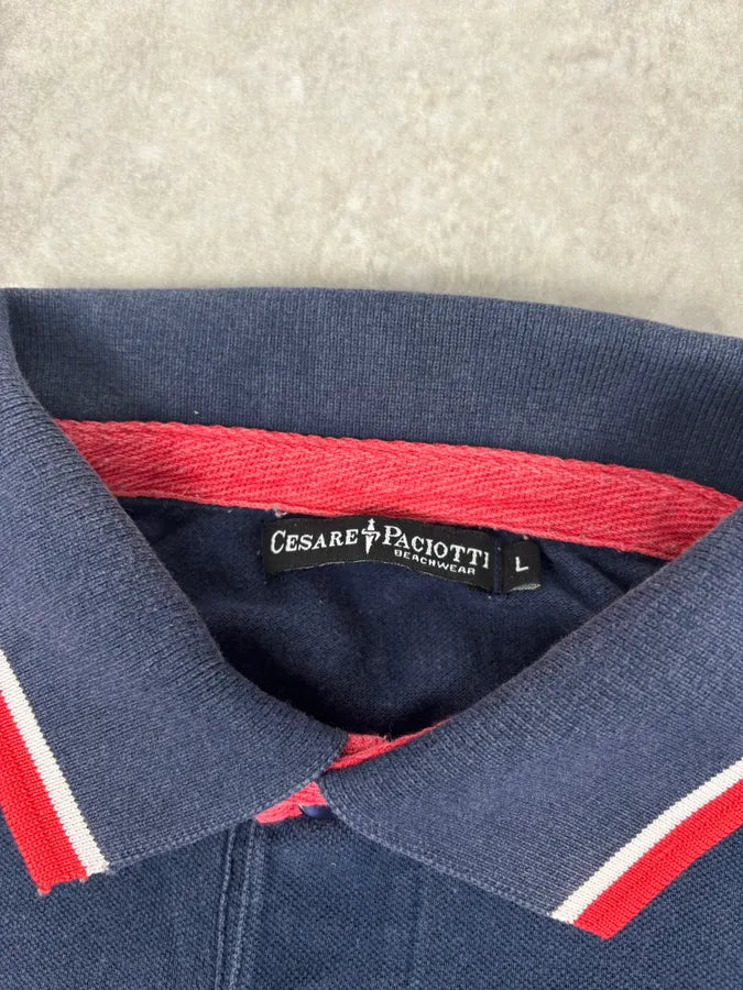 Cesare Paciotti Navy Cotton Contrast Trim Polo BxyxNxO 7