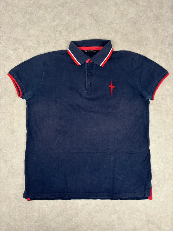 Cesare Paciotti Navy Cotton Contrast Trim Polo BxyxNxO 0