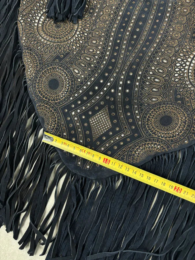 Cesare Paciotti Navy Leather Fringe Shoulder Bag mRyanfm 15