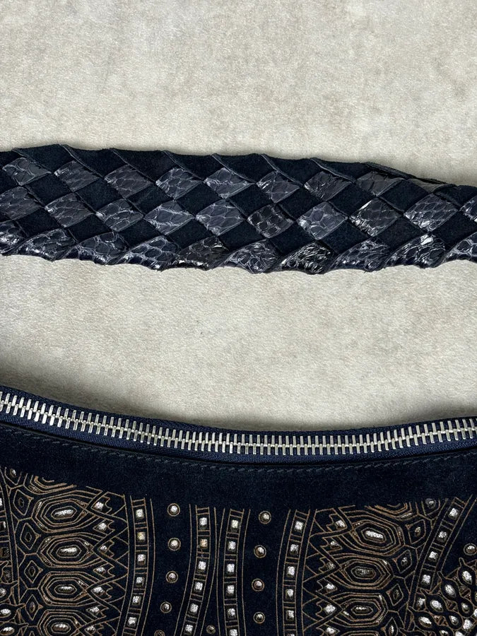 Cesare Paciotti Navy Leather Fringe Shoulder Bag mRyanfm 9