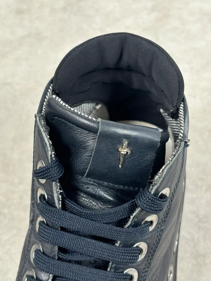 Cesare Paciotti Navy Eyelet Leather High Sneakers  kZEADPI 10