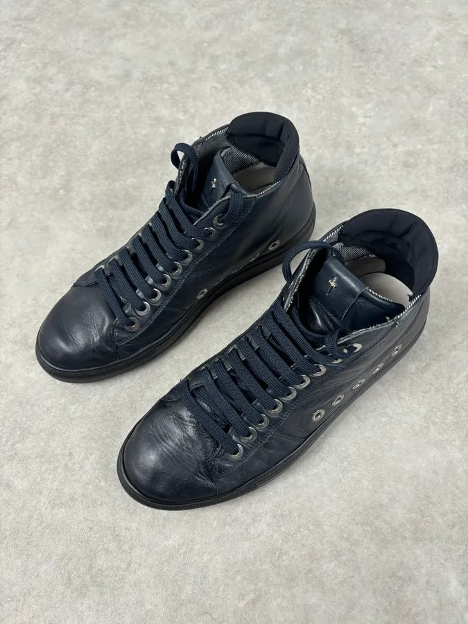 Cesare Paciotti Navy Eyelet Leather High Sneakers  kZEADPI 2