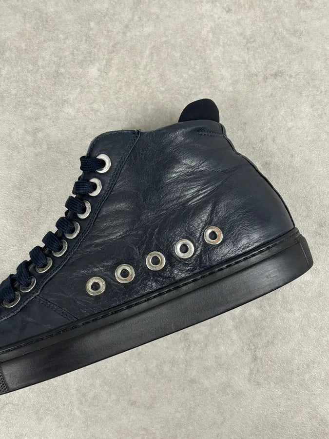 Cesare Paciotti Navy Eyelet Leather High Sneakers  kZEADPI 9