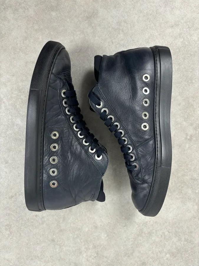 Cesare Paciotti Navy Eyelet Leather High Sneakers  kZEADPI 4