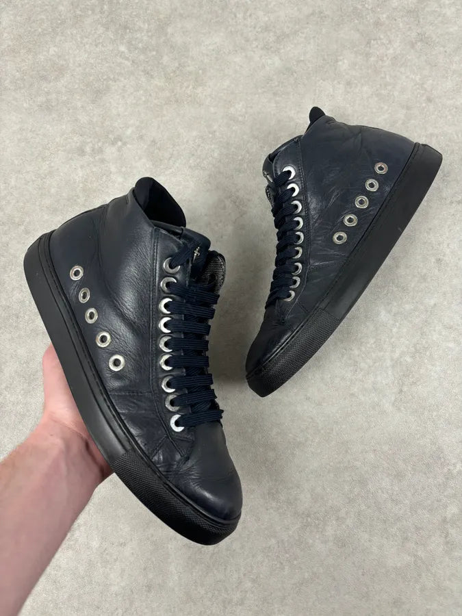 Cesare Paciotti Navy Eyelet Leather High Sneakers  kZEADPI 0