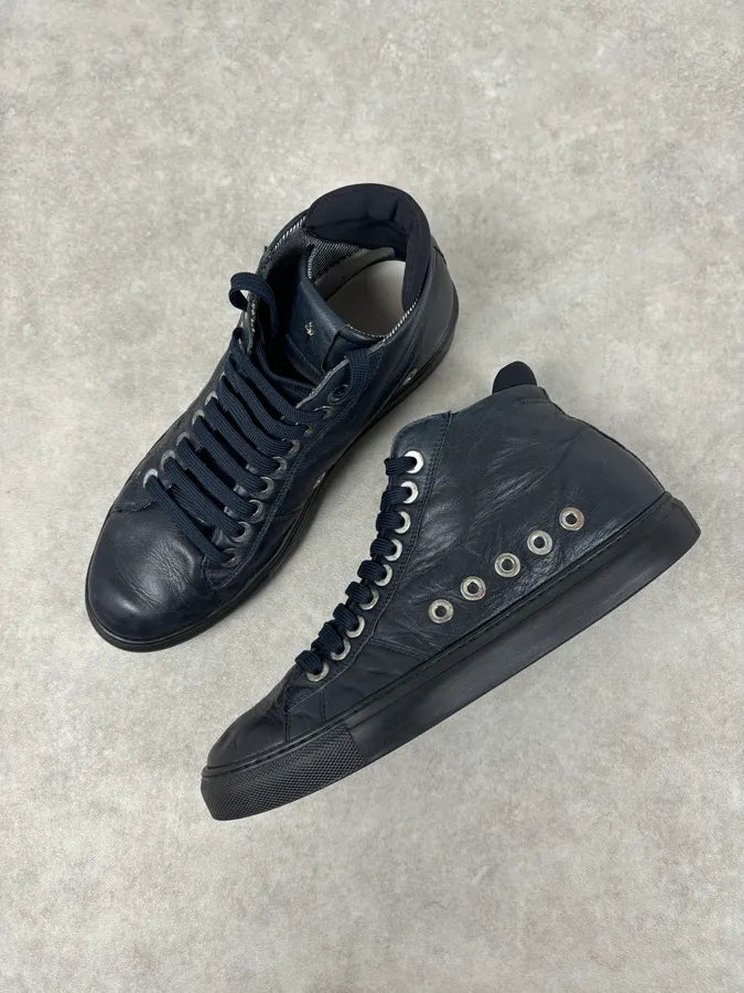 Cesare Paciotti Navy Eyelet Leather High Sneakers  kZEADPI 7
