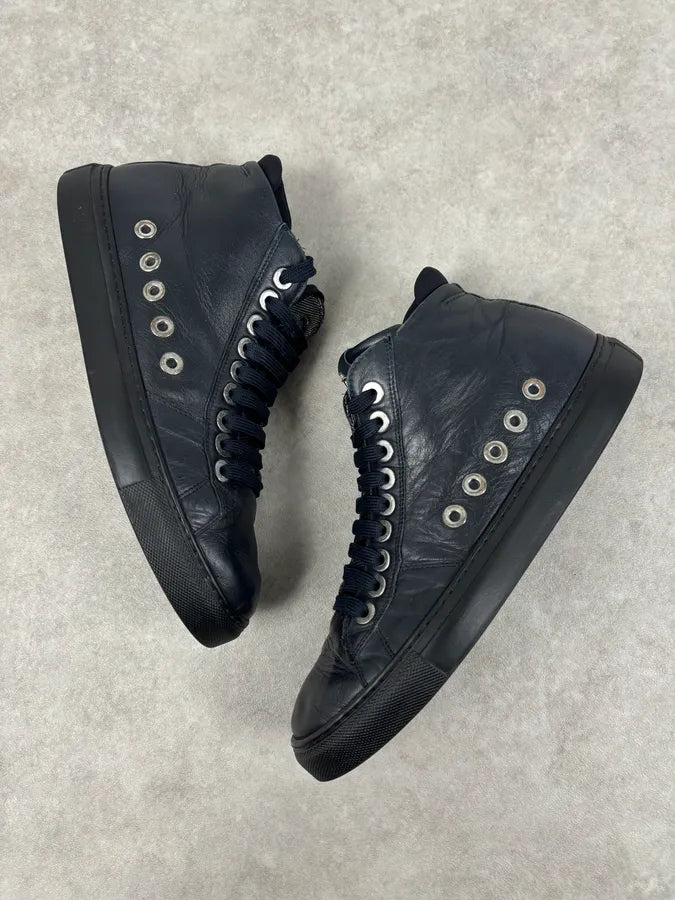 Cesare Paciotti Navy Eyelet Leather High Sneakers  kZEADPI 3