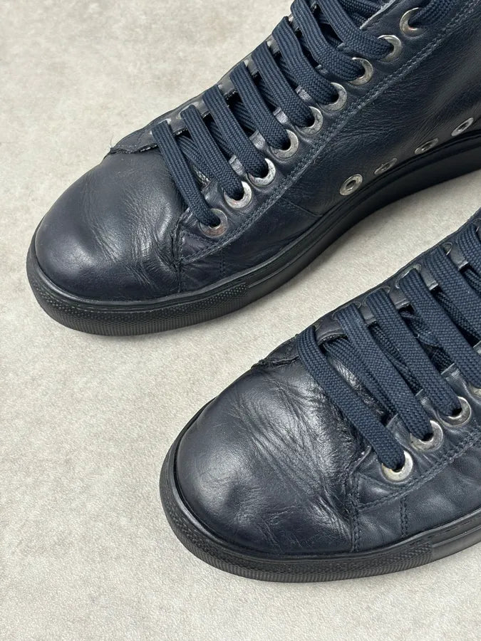 Cesare Paciotti Navy Eyelet Leather High Sneakers  kZEADPI 6