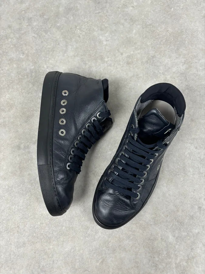 Cesare Paciotti Navy Eyelet Leather High Sneakers  kZEADPI 8