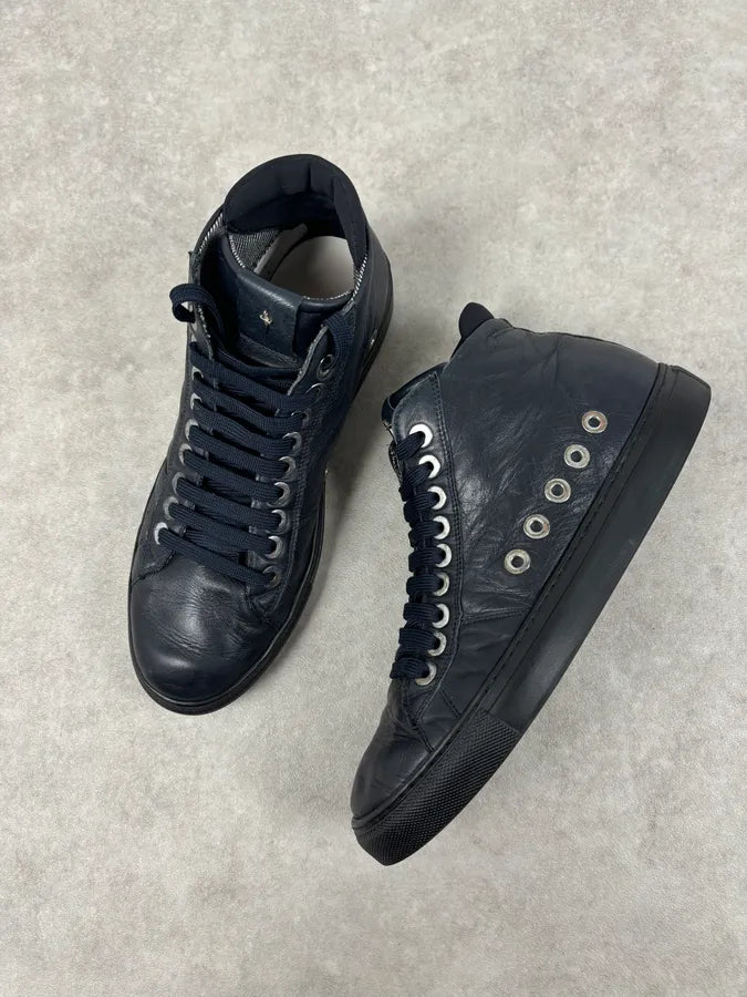 Cesare Paciotti Navy Eyelet Leather High Sneakers  kZEADPI 5