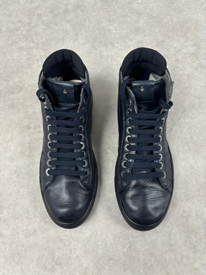 Cesare Paciotti Navy Eyelet Leather High Sneakers  kZEADPI 1