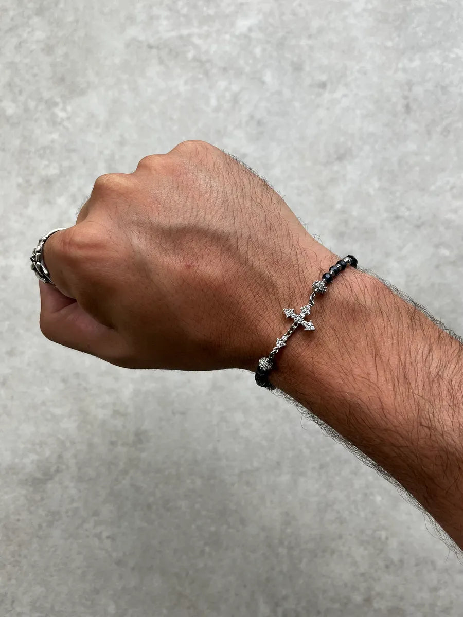 Cesare Paciotti Navy Metal Cross Silver Bracelet AcXHknf 1