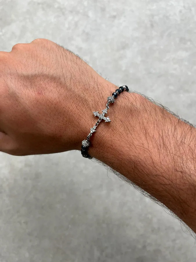 Cesare Paciotti Navy Metal Cross Silver Bracelet AcXHknf 2