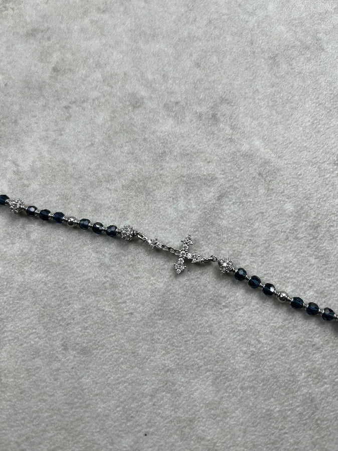 Cesare Paciotti Navy Metal Cross Silver Bracelet AcXHknf 5