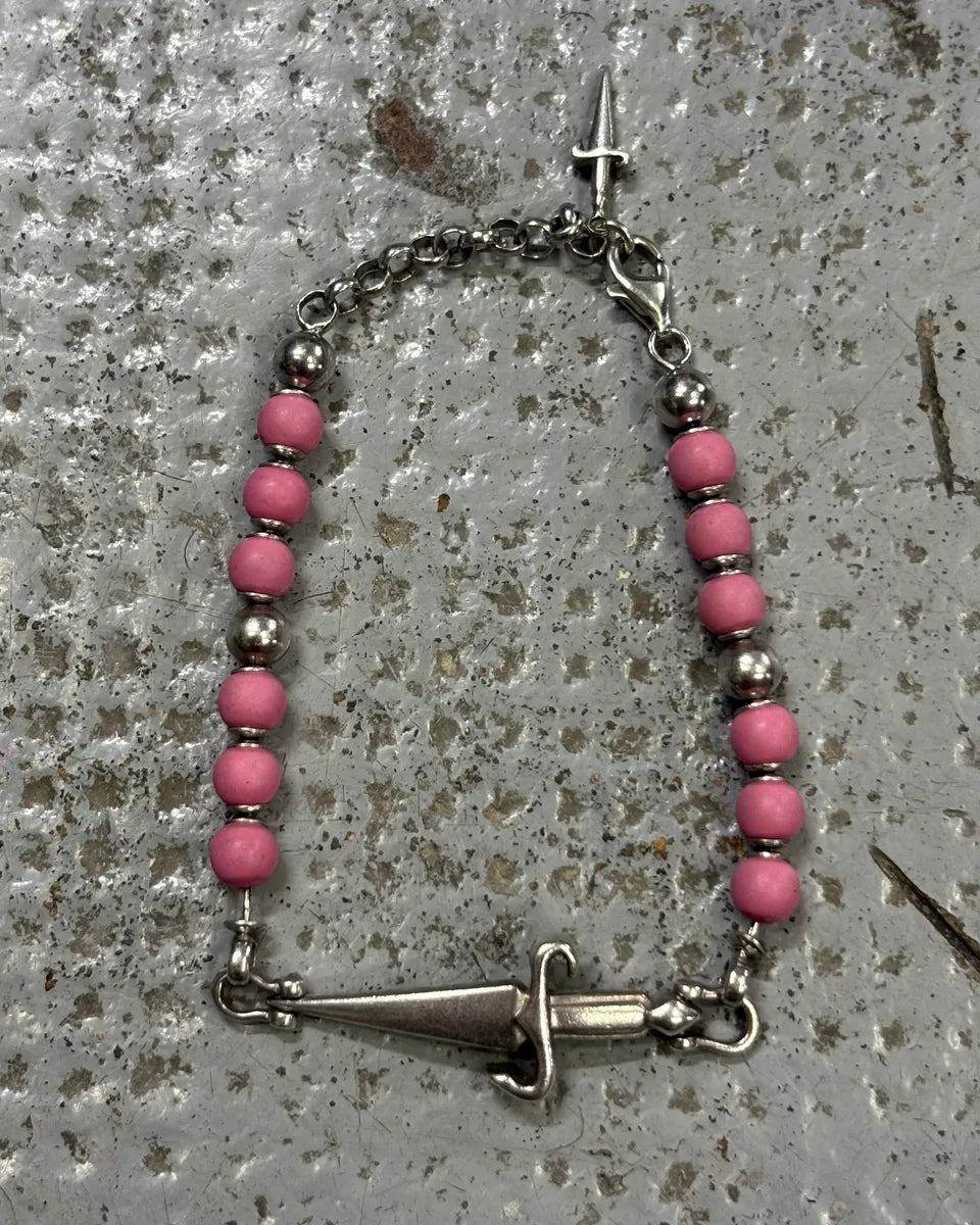 Cesare Paciotti Pink Beaded Cross Charm Bracelet vccDBzy 0