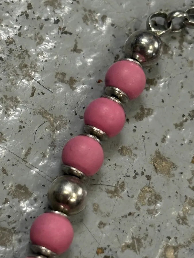 Cesare Paciotti Pink Beaded Cross Charm Bracelet vccDBzy 4