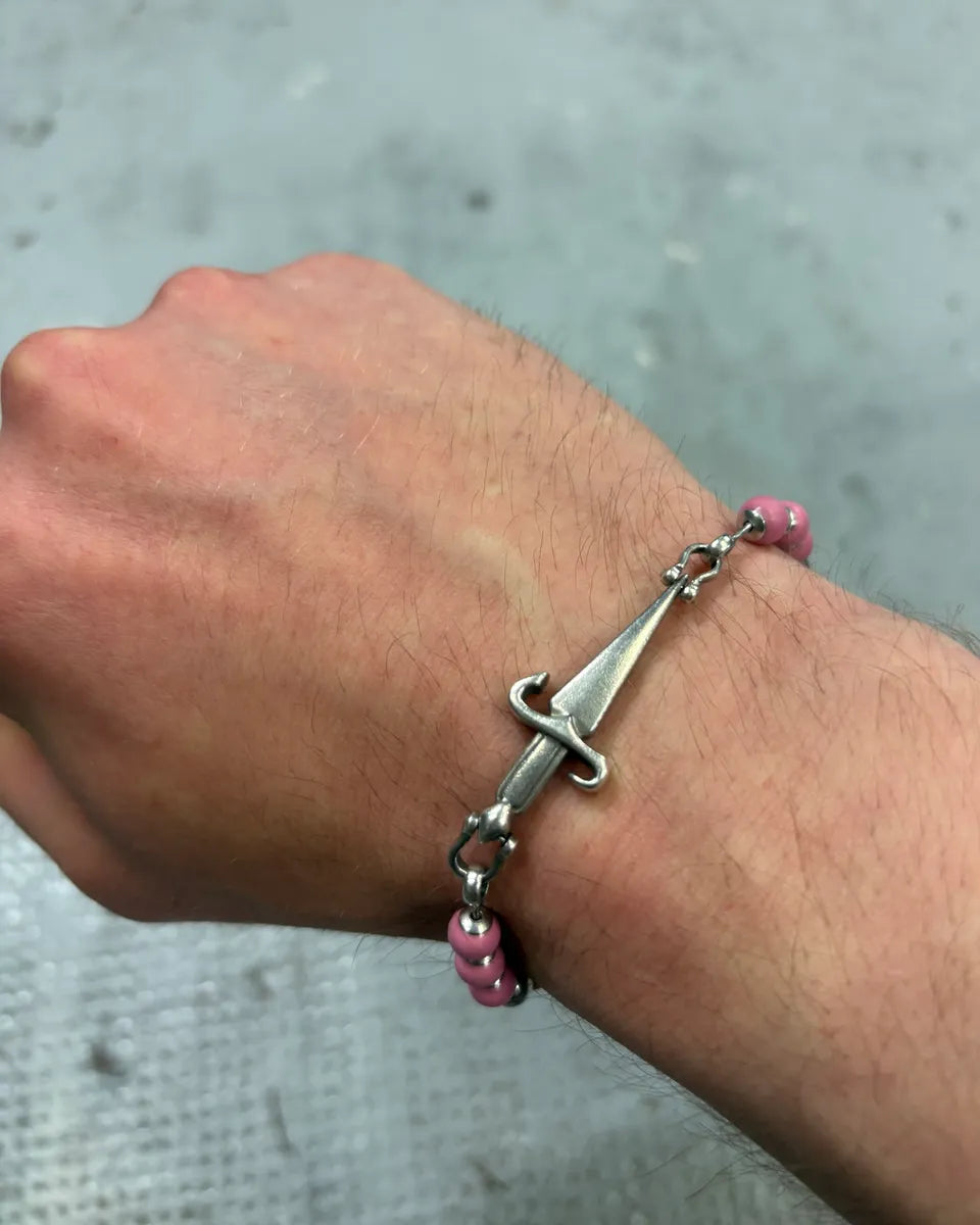 Cesare Paciotti Pink Beaded Cross Charm Bracelet vccDBzy 1