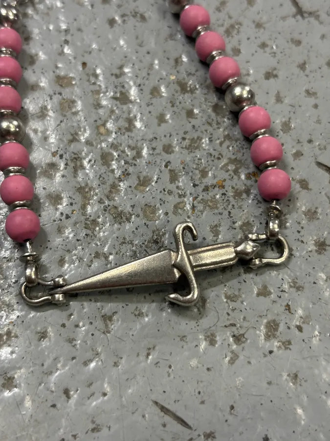 Cesare Paciotti Pink Beaded Cross Charm Bracelet vccDBzy 2