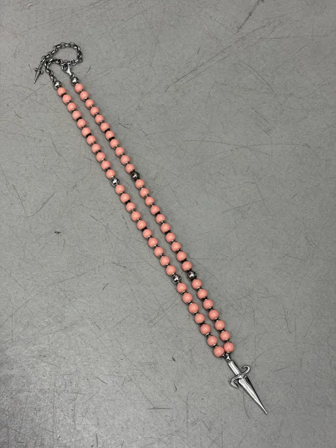 Cesare Paciotti Pink Beaded Dagger Pendant Necklace BEBnNGg 3