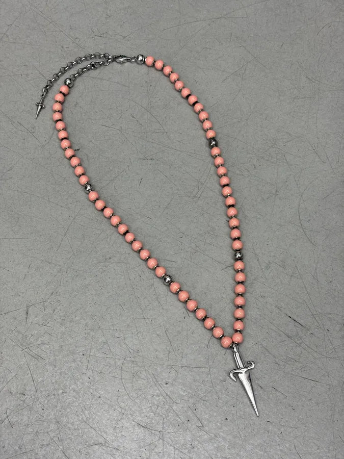 Cesare Paciotti Pink Beaded Dagger Pendant Necklace BEBnNGg 2