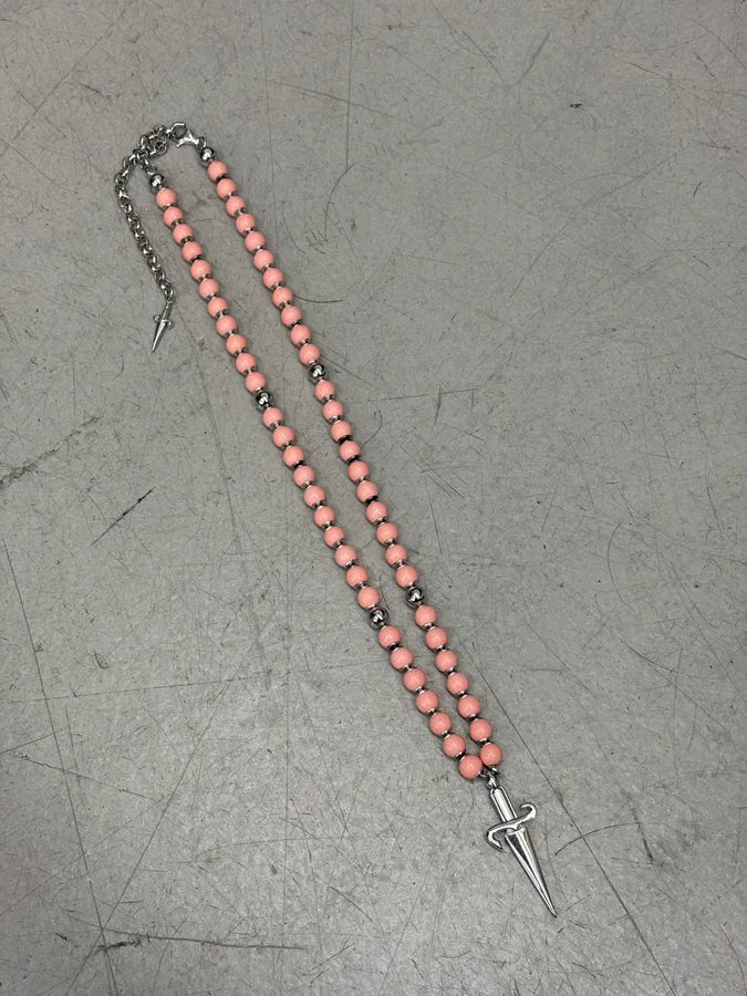 Cesare Paciotti Pink Beaded Dagger Pendant Necklace ETqnUrQ 3
