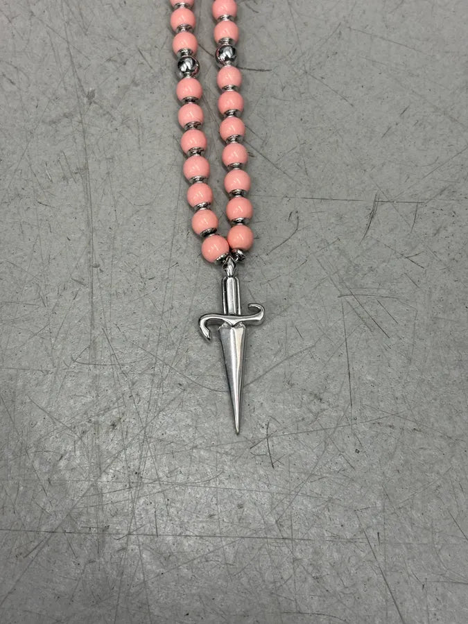 Cesare Paciotti Pink Beaded Dagger Pendant Necklace ETqnUrQ 4