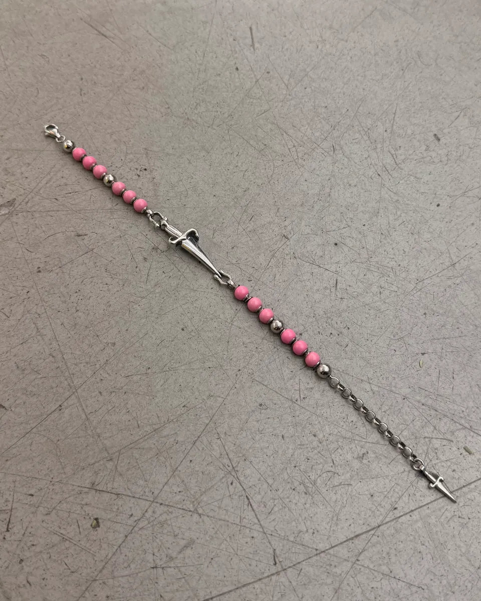 Cesare Paciotti Pink Beaded Silver Dagger Bracelet pFlyemV 0