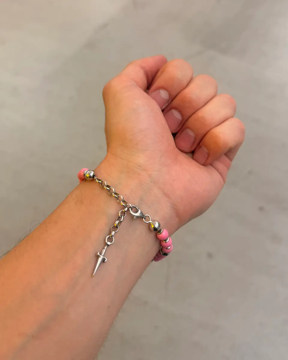 Cesare Paciotti Pink Beaded Silver Dagger Bracelet pFlyemV 2
