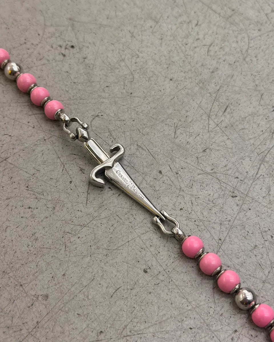 Cesare Paciotti Pink Beaded Silver Dagger Bracelet pFlyemV 4