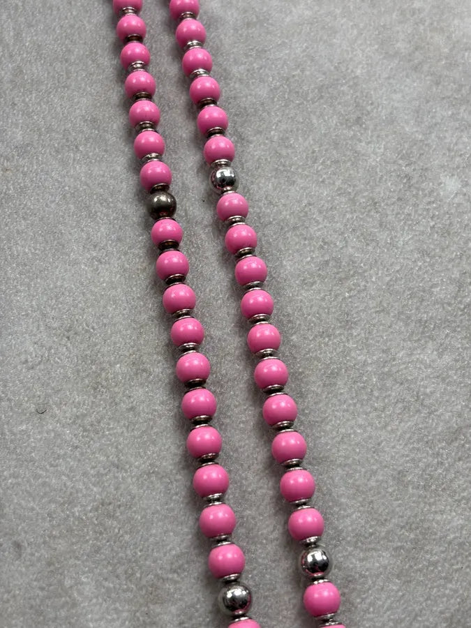 Cesare Paciotti Pink Beaded Spike Charm Necklace ODRgvOU 4