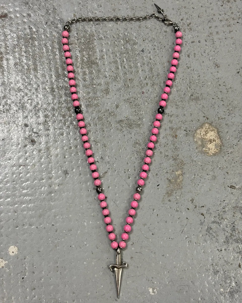 Cesare Paciotti Pink Beaded Spike Pendant Necklace Hdufrzf 0