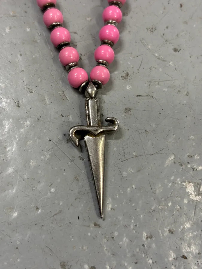 Cesare Paciotti Pink Beaded Spike Pendant Necklace Hdufrzf 2