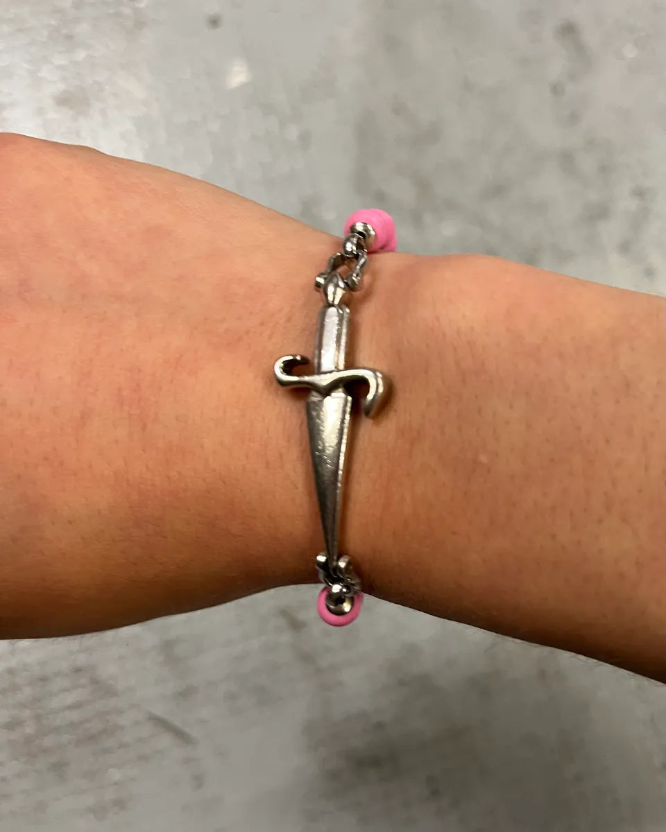 Cesare Paciotti Pink Beaded Stainless Still Sword Bracelet jFTSRuS 2