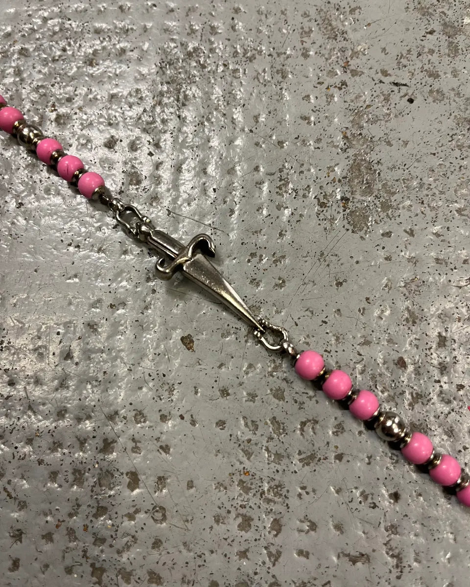 Cesare Paciotti Pink Beaded Stainless Still Sword Bracelet jFTSRuS 4