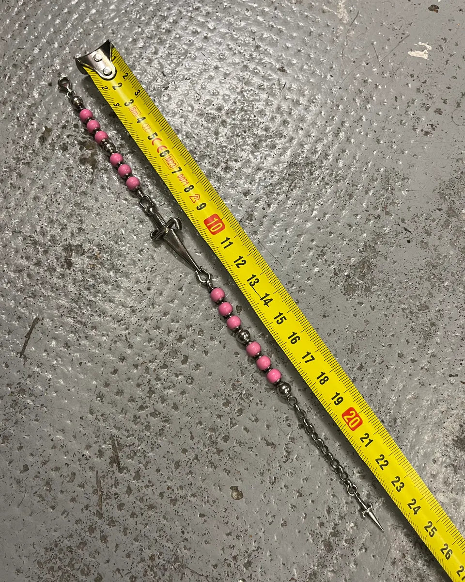 Cesare Paciotti Pink Beaded Stainless Still Sword Bracelet jFTSRuS 7