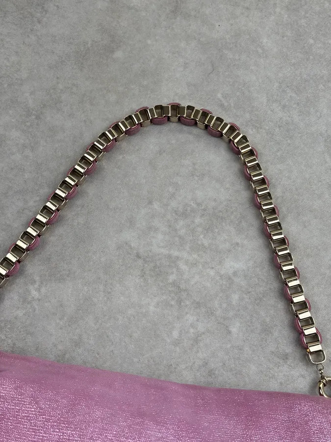 Cesare Paciotti Pink Glitter Leather Dagger Shoulder Bag nQrzplG 4