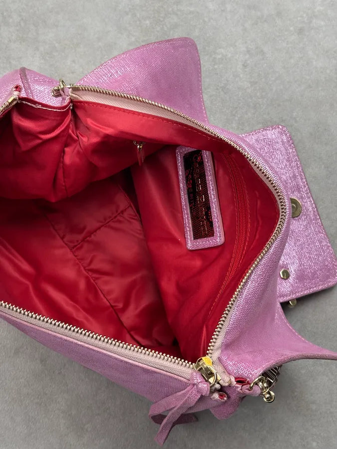 Cesare Paciotti Pink Glitter Leather Dagger Shoulder Bag nQrzplG 20