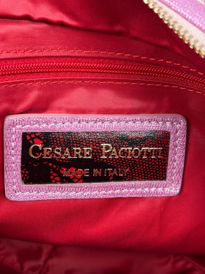 Cesare Paciotti Pink Glitter Leather Dagger Shoulder Bag nQrzplG 21