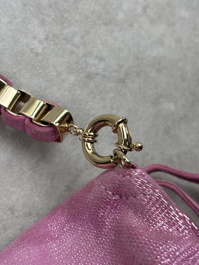 Cesare Paciotti Pink Glitter Leather Dagger Shoulder Bag nQrzplG 18
